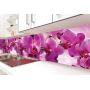 Наклейка вінілова кухонний фартух 60х300 см Пишні рожеві орхідеї