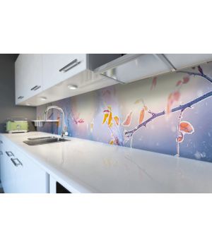 Наклейка кухонный фартук 60х300 см Заснеженная ветка разные цвета