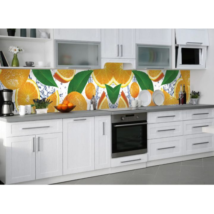 Наклейка кухонный фартук 65х250 см Апелсиновый рай оранжевый