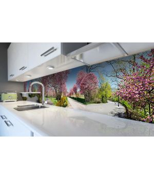 Наклейка виниловая кухонный фартук 60х250 см Цветущий сад