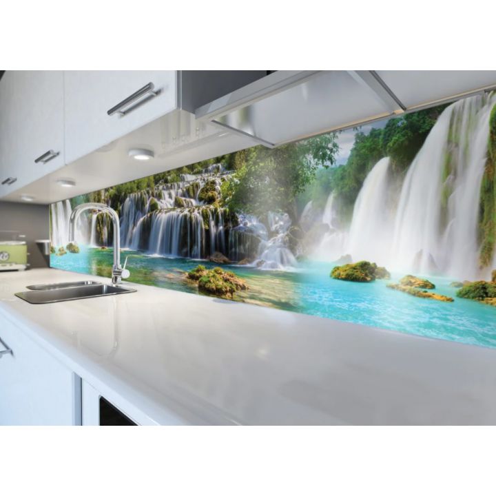 Наклейка кухонный фартук 60х300 см Водопад тропический разные цвета