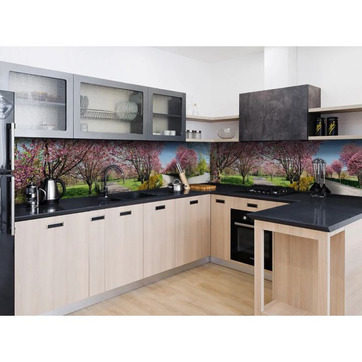 Наклейка виниловая кухонный фартук 65х250 см Цветущий сад