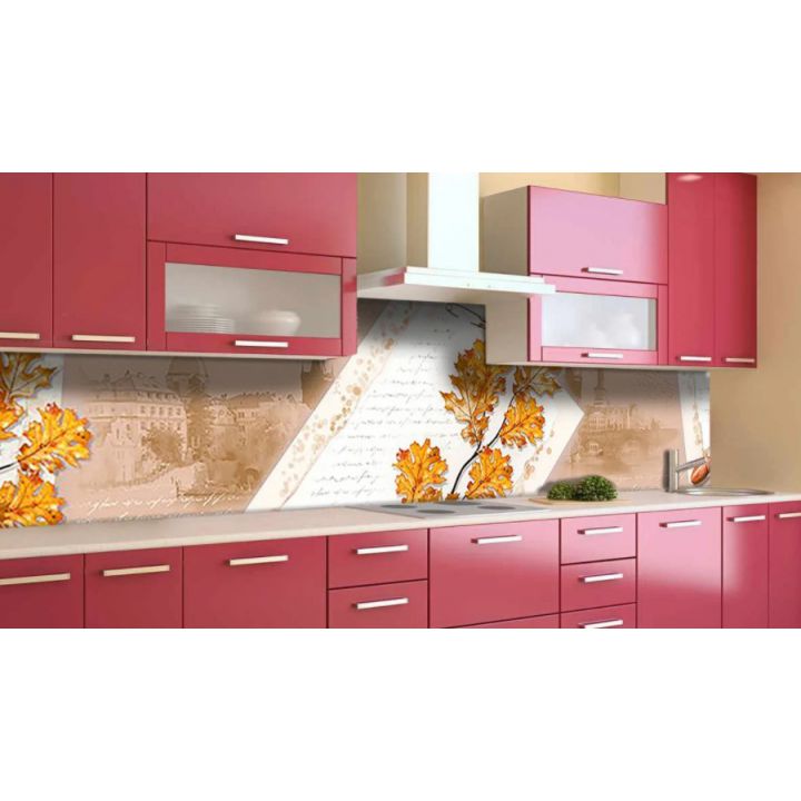 Наклейка виниловая кухонный фартук 65х250 см Дубовые листья