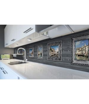 Наклейка вінілова кухонний фартух 65х250 см Картини на Дерев'яному тлі