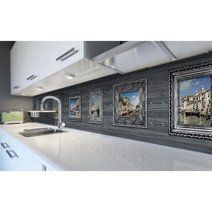 Наклейка вінілова кухонний фартух 65х250 см Картини на Дерев'яному тлі