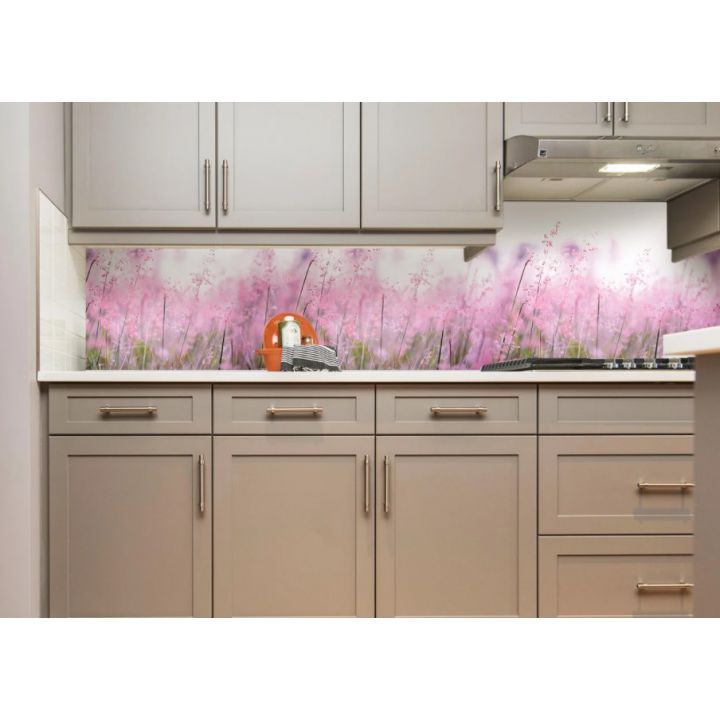 Наклейка Кухонный фартук 65х250 см Луг розовый