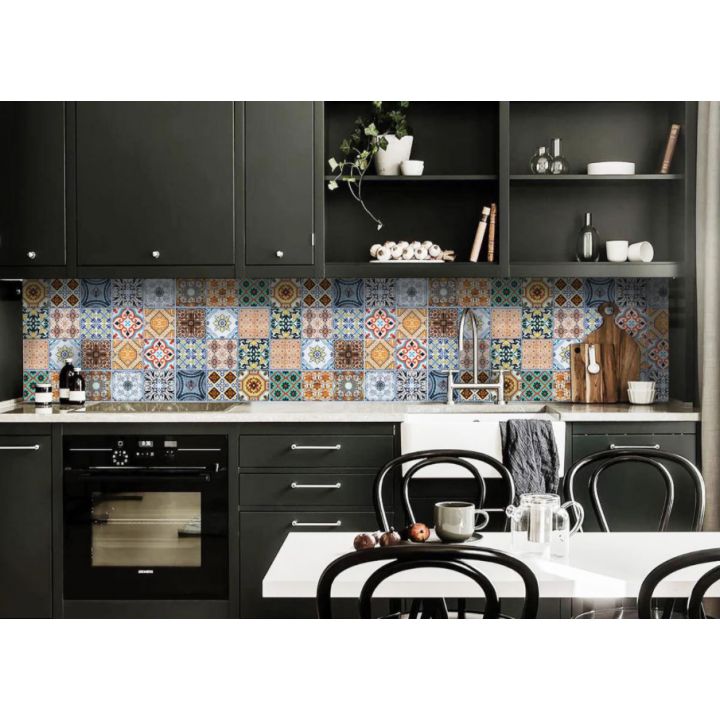 Кухонный фартук 65х250 см Орнамент 02 синий