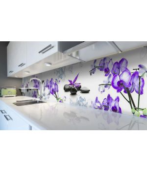 Наклейка виниловая кухонный фартук 60х250 см Неоновые Орхидеи