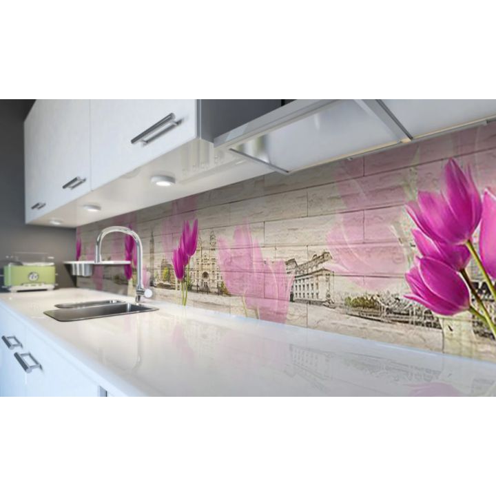 Наклейка вінілова кухонний фартух 60х250 см Весна в Лондоні