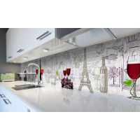 Наклейка вінілова кухонний фартух 60х300 см Вино в Парижі