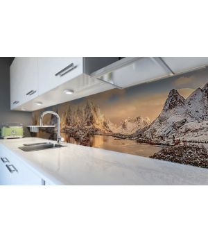 Наклейка вінілова кухонний фартух 65х250 см Гірське озеро