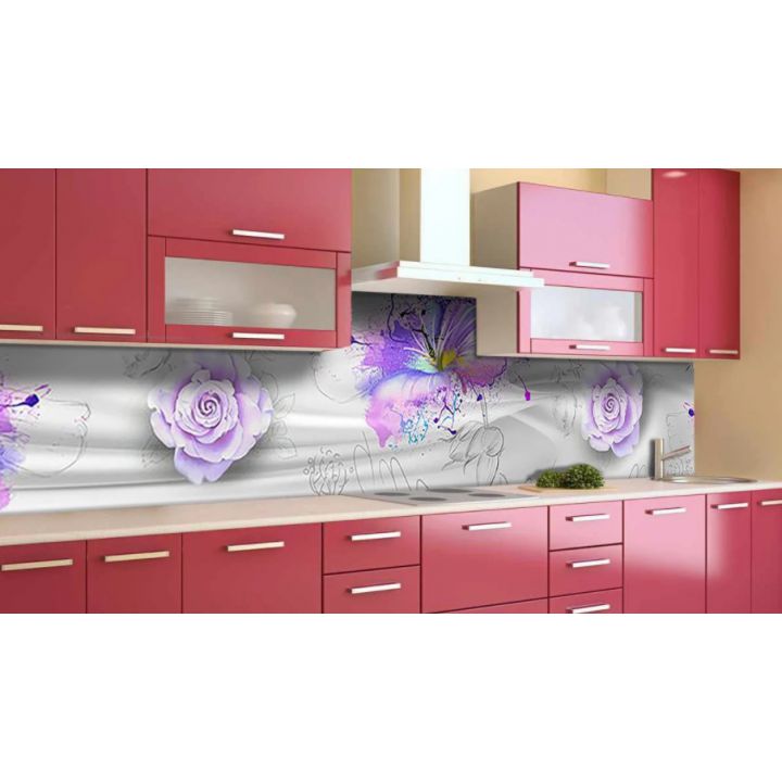 Наклейка вінілова кухонний фартух 65х250 см Квіти фарби