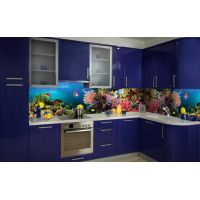 Кухонный фартук 65х250 см Аквариум синий