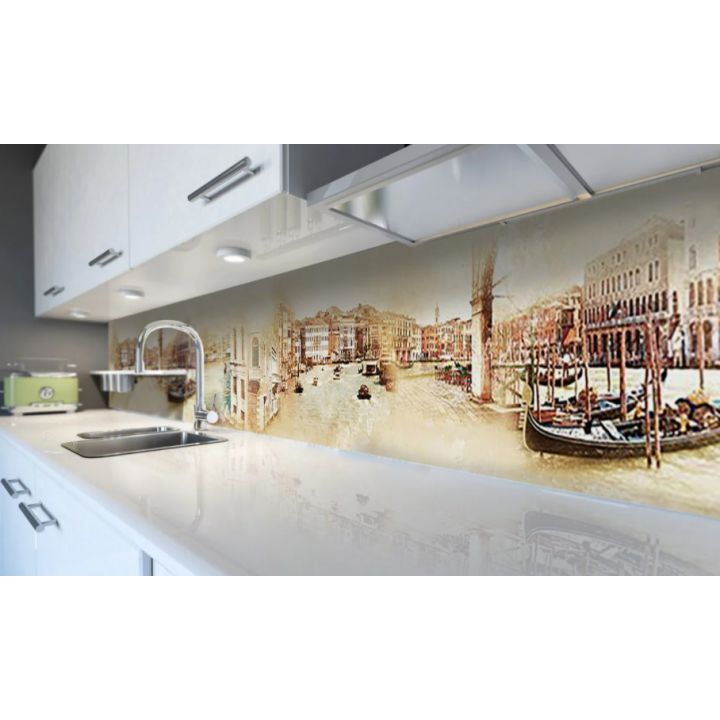 Наклейка виниловая кухонный фартук 60х250 см Венеция Коллаж
