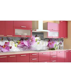 Наклейка вінілова кухонний фартух 60х250 см Пишні орхідеї