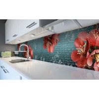 Наклейка виниловая кухонный фартук 60х300 см Крупные цветы Орнамент