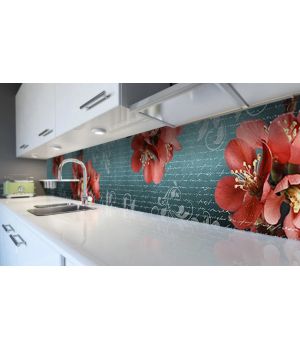 Наклейка виниловая кухонный фартук 60х300 см Крупные цветы Орнамент