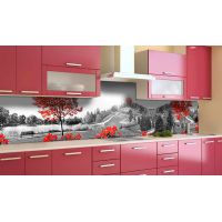 Наклейка вінілова кухонний фартух 60х300 см Червоне дерево