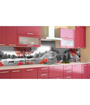 Наклейка вінілова кухонний фартух 60х300 см Червоне дерево