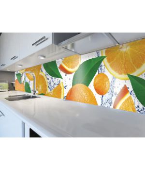 Наклейка кухонный фартук 60х300 см Апельсиновый рай оранжевый