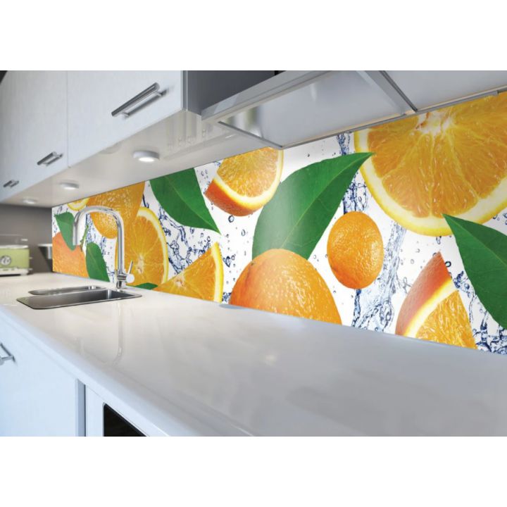 Наклейка кухонный фартук 60х300 см Апельсиновый рай оранжевый