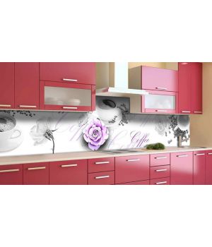 Наклейка вінілова кухонний фартух 65х250 см Кава і Рози