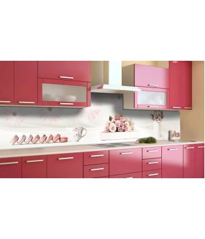 Наклейка вінілова кухонний фартух 65х250 см Рожеві макаруни