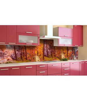 Наклейка вінілова кухонний фартух 65х250 см Осінній ліс 3Д