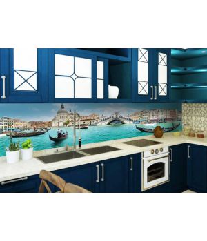 Наклейка Кухонный фартук 65х250 см Завораживающая Венеция голубой