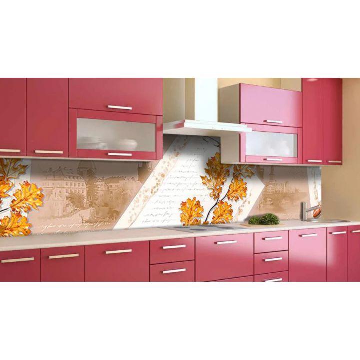 Наклейка виниловая кухонный фартук 60х250 см Дубовые листья