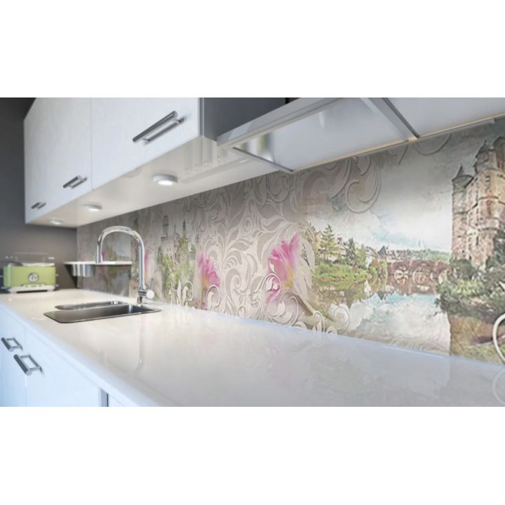 Наклейка виниловая кухонный фартук 60х250 см Растительный Орнамент