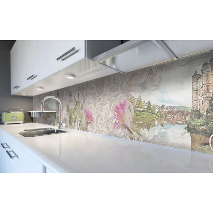 Наклейка виниловая кухонный фартук 60х300 см Растительный Орнамент