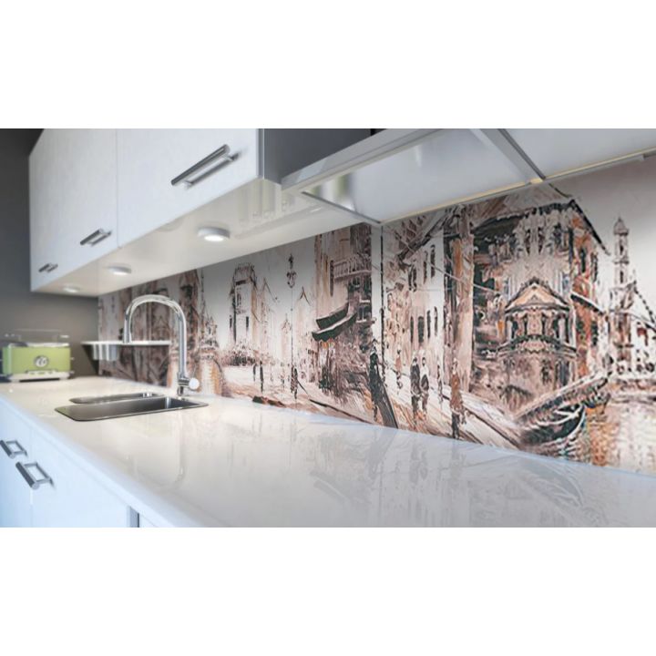 Наклейка вінілова кухонний фартух 60х300 см Венеція картина