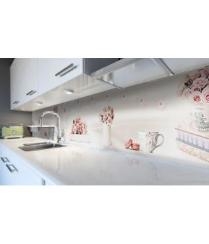 Наклейка виниловая кухонный фартук 60х300 см Розовые Макаруны
