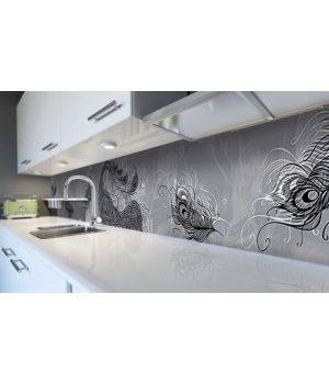 Наклейка виниловая кухонный фартук 60х300 см Перо Павлина