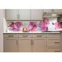 Наклейка кухонный фартук 60х300 см Розовие Орхидеи и роса розовый