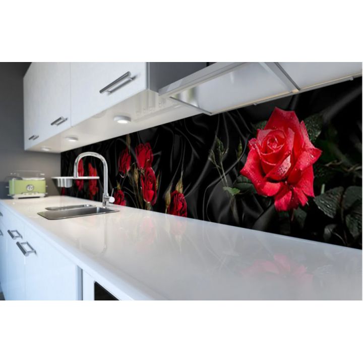 Наклейка вінілова кухонний фартух 60х300 см Троянда Tassin