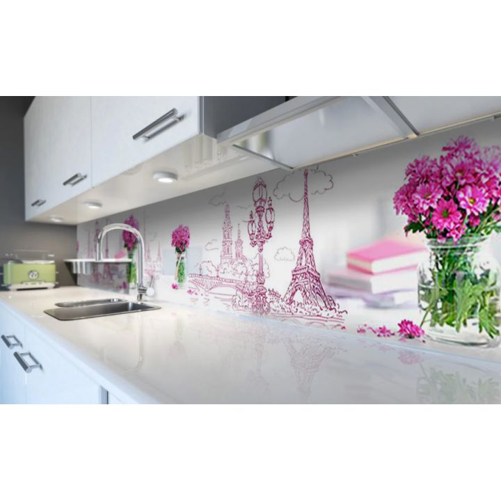 Наклейка вінілова кухонний фартух 65х250 см Мальований Париж