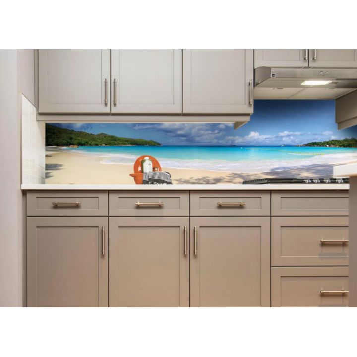 Наклейка кухонный фартук 65х250 см Тропический пляж Баунти разные цвета