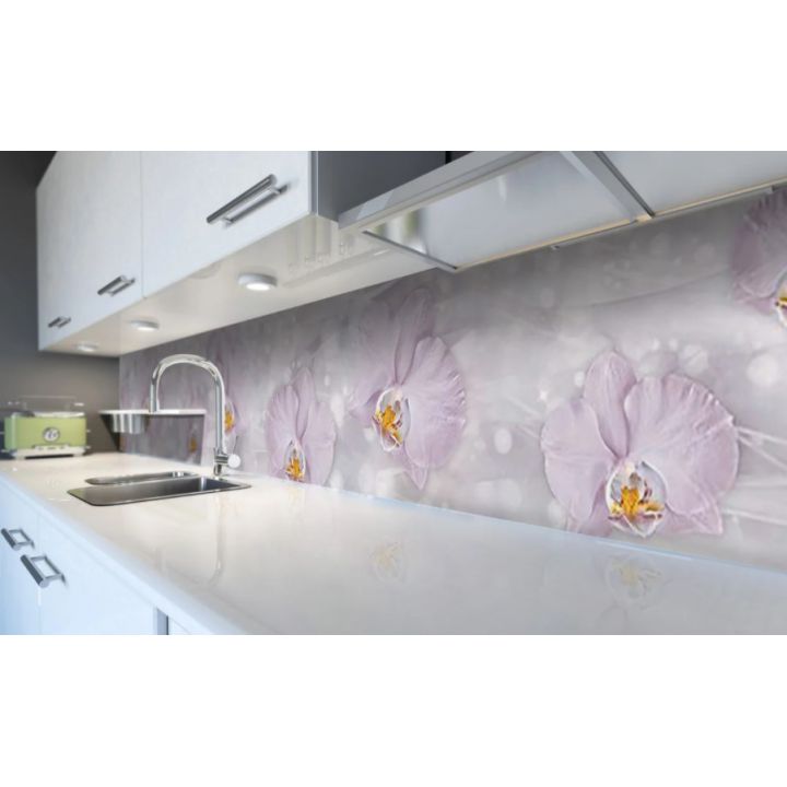 Наклейка вінілова кухонний фартух 60х250 см Абстрактні орхідеї
