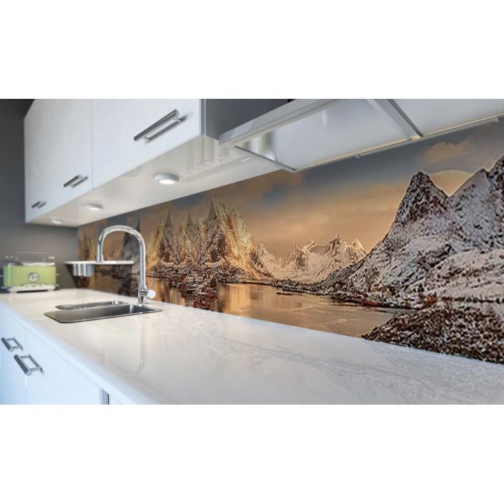 Наклейка виниловая кухонный фартук 60х250 см Горное озеро