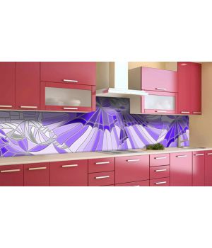 Наклейка вінілова кухонний фартух 60х300 см Фіолетовий вітраж