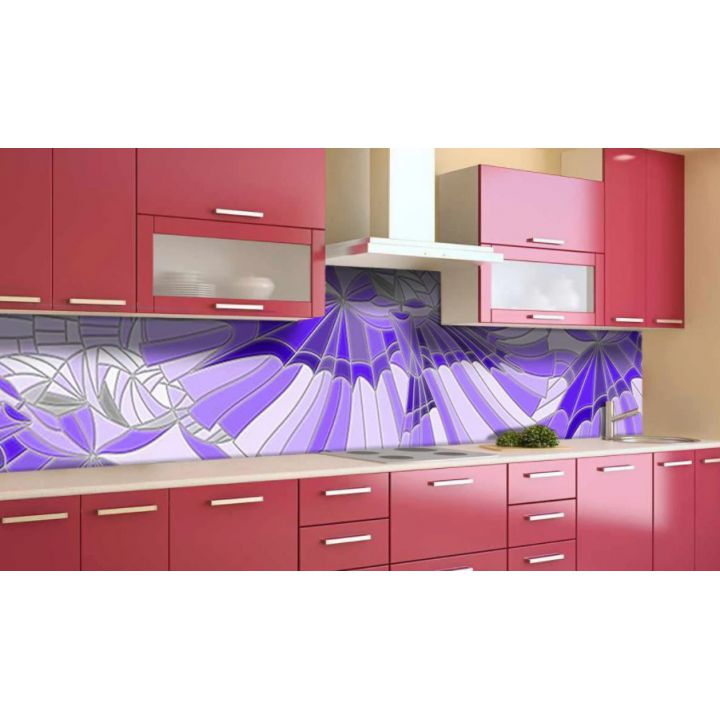 Наклейка виниловая кухонный фартук 60х300 см Фиолетовый Витраж