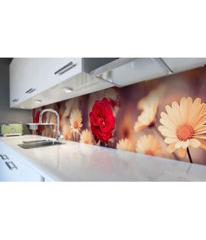 Наклейка виниловая кухонный фартук 60х300 см Цветы в фокусе