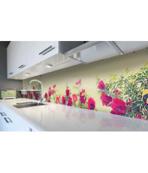 Наклейка виниловая кухонный фартук 60х300 см Куст Розы