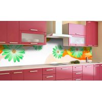 Наклейка вінілова кухонний фартух 60х300 см Зелені квіти