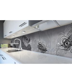 Наклейка виниловая кухонный фартук 65х250 см Перо Павлина