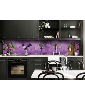 Наклейка кухонный фартук 65х250 см Сирень фиолетовый
