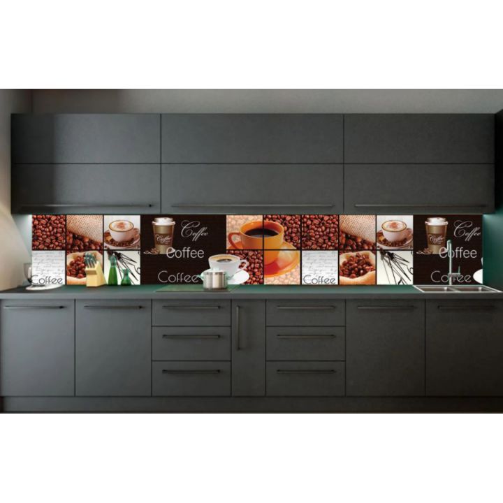 Наклейка Кухонный фартук 65х250 см Coffee House коричневый
