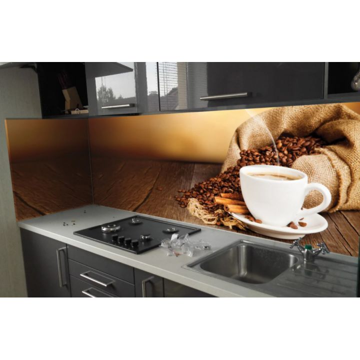 Кухонный фартук 65х250 см Кофе 03 коричневый